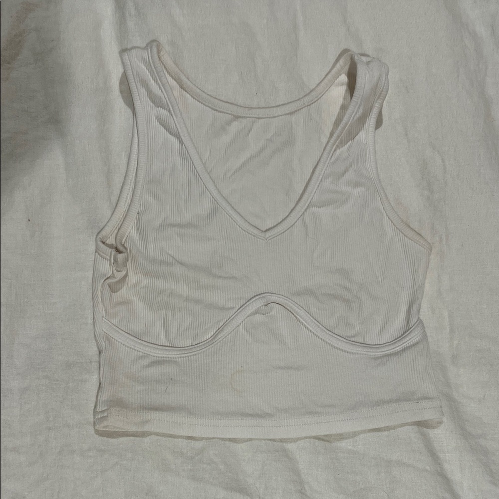 White Ribbed Crop Top